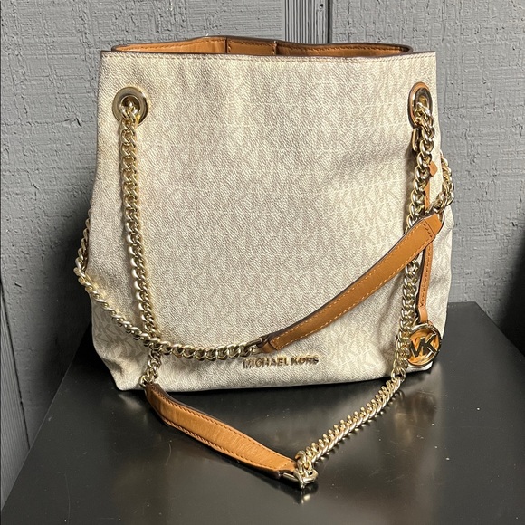 Michael Kors Handbags - Michael Kors Cream and Tan Shoulder Bag